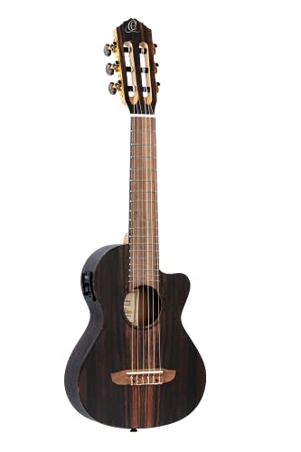 Ortega Guitars Guitarlele elektro-akustische Reisegitarre - Mini/Travel Series - 6 Saiten - Ebenholz, Mahagoni (RGL5EB-CE)