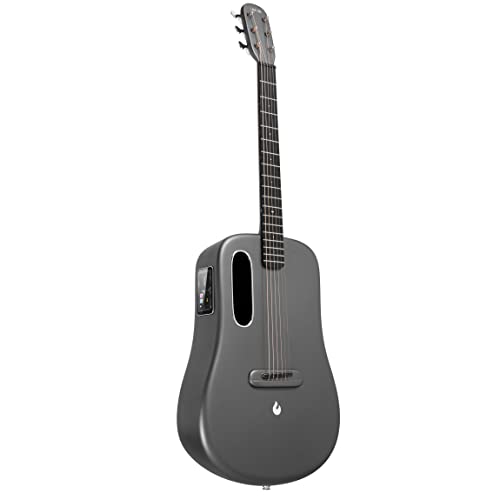 LAVA ME 3 Elektro-Akustik Gitarre mit Weltraum-Gigbag, Carbonfaser Smart-Gitarre 38 Zoll Grau
