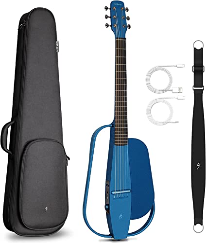 Enya NEXG Basic Kohlefaser Smart Gitarre, 38 Zoll Akustik Elektrische Gitarren, eingebauter Kabelloser 50W Lautsprecher, mit Gurt und Gigbag (Blau)