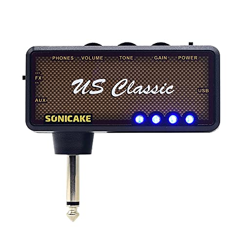 SONICAKE Mini Verstärker US Classic Gitarren AMP Kopfhörer Verstärker Pocket wiederaufladbar Kopfhörerverstärker