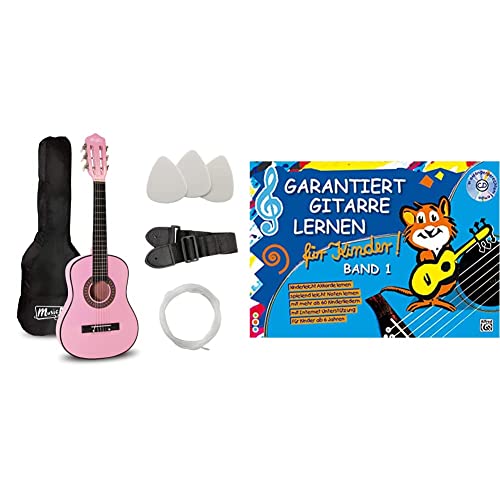 Music Alley MA-51 Klassische Akustikgitarre Kinder Gitarre und Junior Guitar Pink & Garantiert Gitarre lernen für Kinder, Band 1 (Buch & CD): Die kinderleichte Gitarrenschule für Kinder