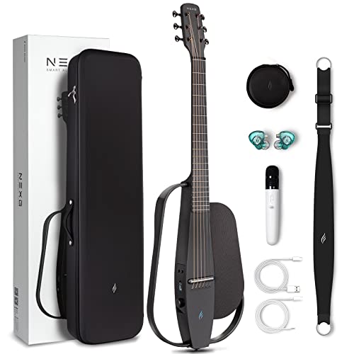 Enya NEXG Akustik Gitarre Set– 38 Zoll Schwarz Luxus Carbonfaser-Smart-Gitarre für Kinder Erwachsene Anfänger Heimschule Konzert Reisegitarre Spielen und Singen
